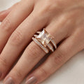 Princess Cut Champagne Zirconia Rose Gold Plated Cocktail Ring