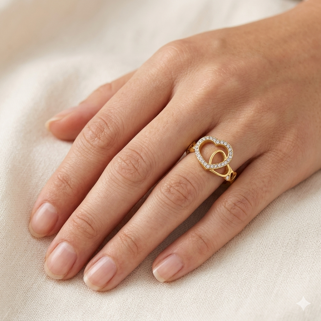 Gold Plated Stainless Steel Heart ring