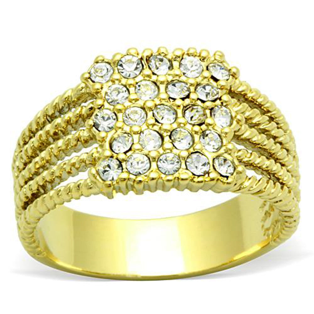 Stainless Steel Gold Crystal ring