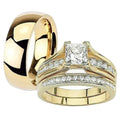 Wedding Engagement Ring & Men's Band Set
