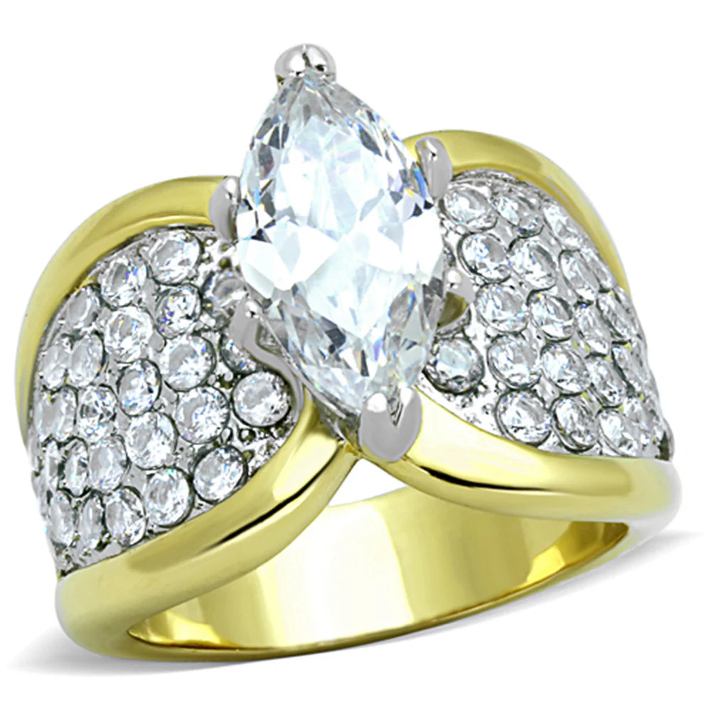 Anillo Zirconias Dorado