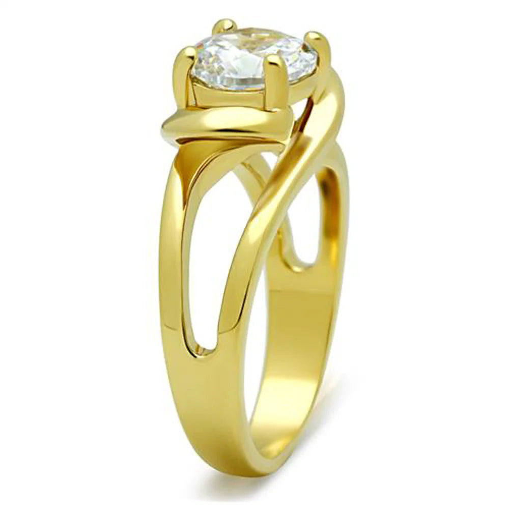 Round Brilliant Cut CZ 14k Gold Plated Engagement Ring