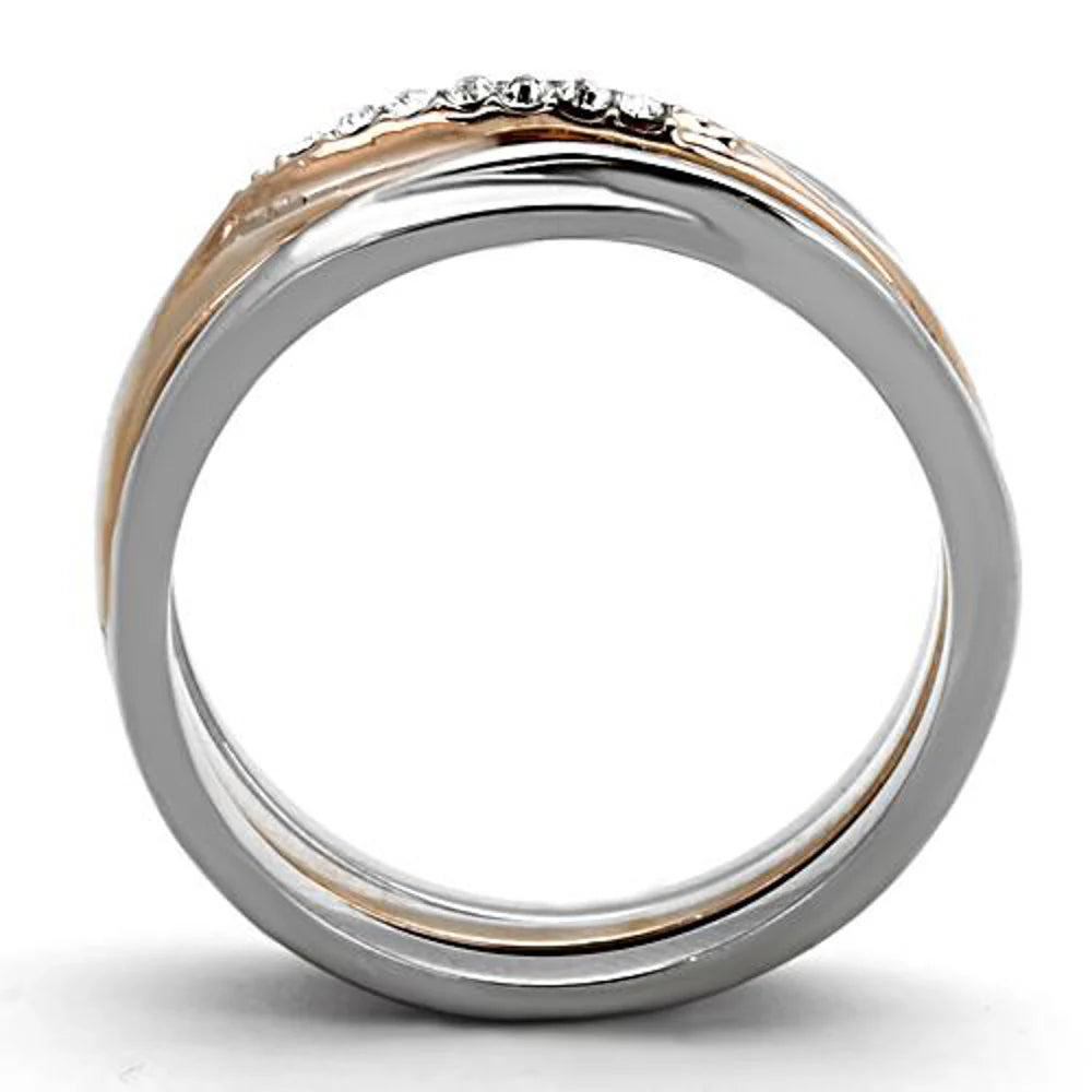 Stainless Steel Rose Gold Plated 3 Piece Wedding Ring
