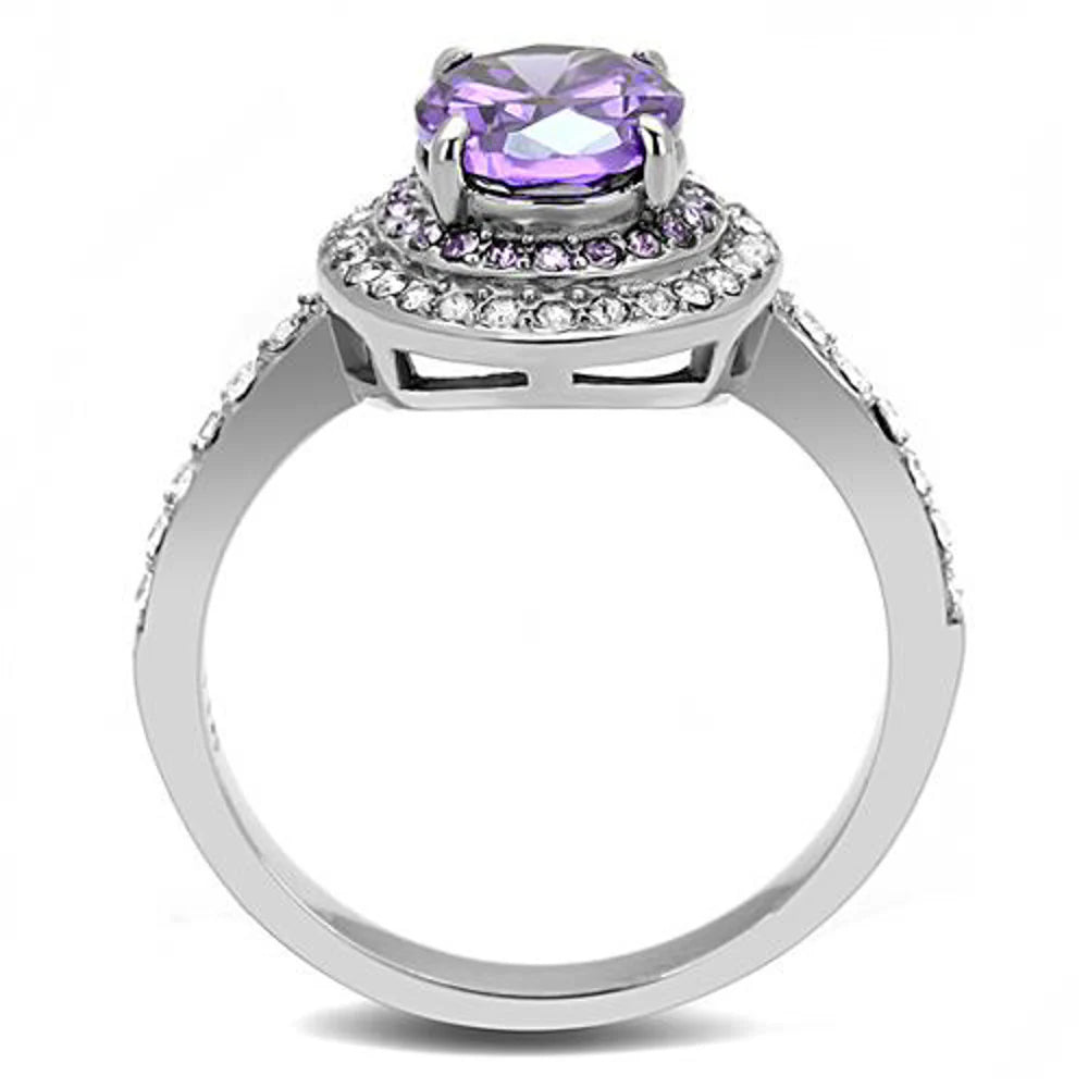 Ct Oval Cut Amethyst Color Cz Halo Engagement Ring