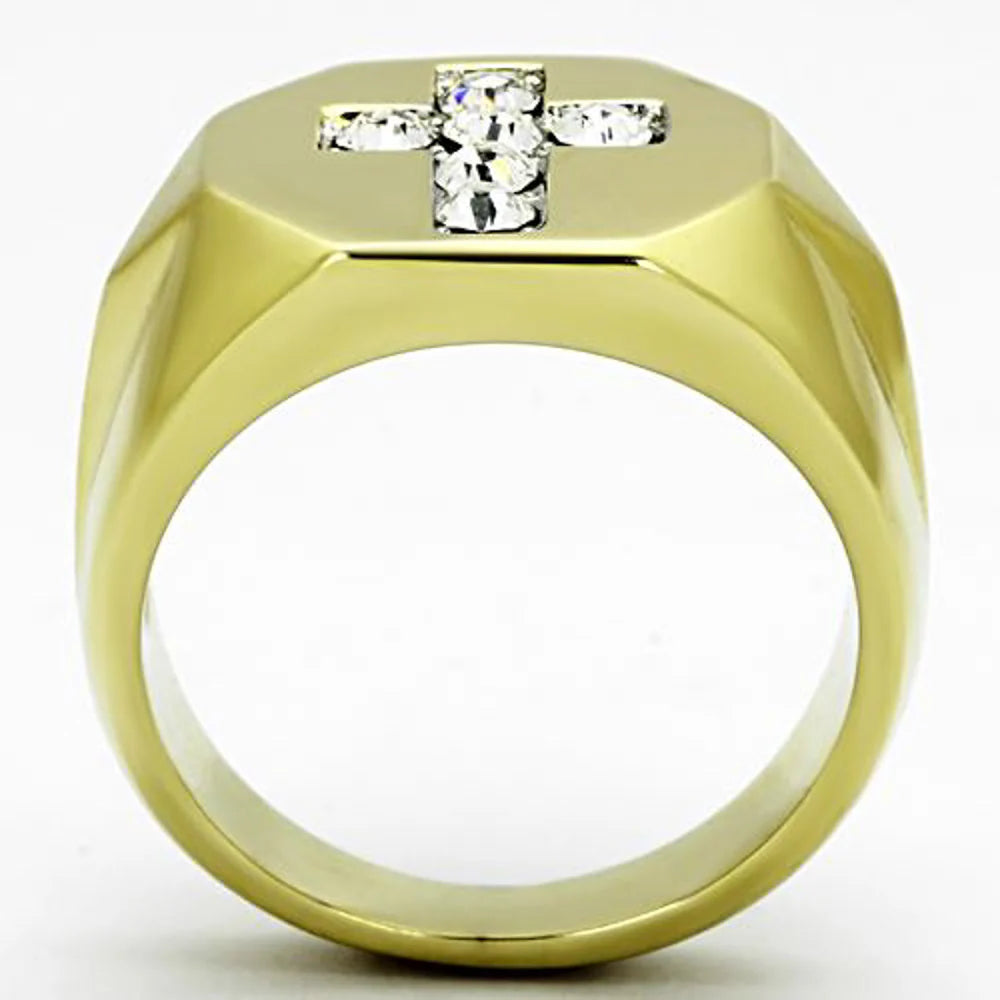 Stainless Steel Men's Stainless Steel 14k Gold Ion Plated