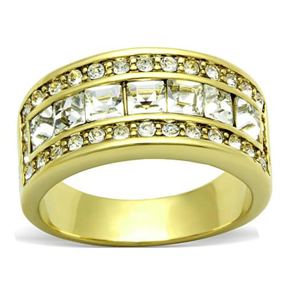 Stainless Steel 1.4 Ct Princess & Round Cut Crystal 14k