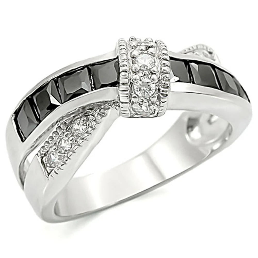 Black & Clear Zirconia Fashion Ring Women's