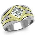Men's .72 Ct Princess Cut Simulated Diamond Two Tone Stainless Steel