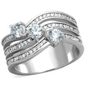 Stainless Steel Women's .93 Ct Round Cut Zirconia Anniversary Ring