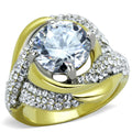 Stainless Steel 5.10 Ct CZ Two Toned Anniversary / Cocktail Ring