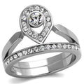 Women's High Polished Stainless Steel Crystal Crown Fashion Rin
