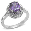 Ct Oval Cut Amethyst Color Cz Halo Engagement Ring