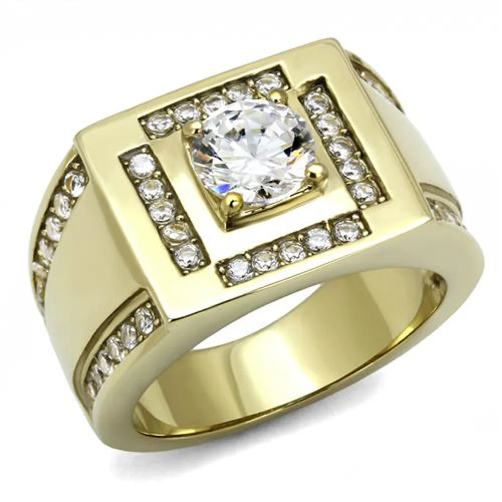 Men's 14K Gold Plated Stainless Steel Fashion Ring Size 8-13